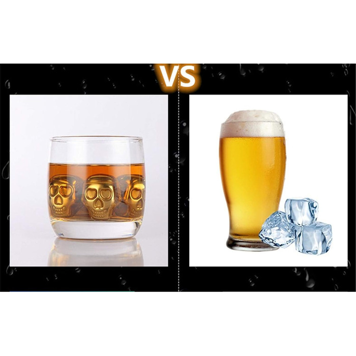 Набір охолоджувальних каменів для віскі у формі черепа золоті Ulalaza