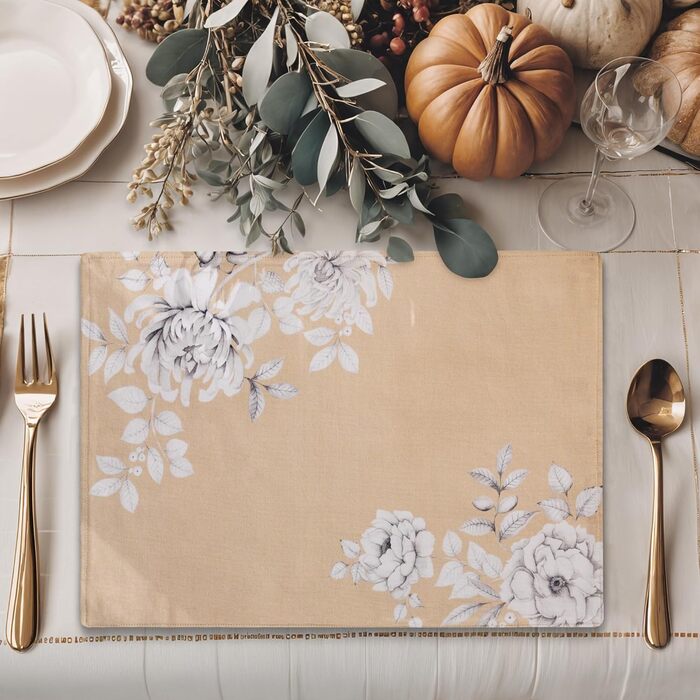 Бавовняні килимки для серветок, набір з 4 шт. , декоративні килимки для серветок, пасхальні килимки, що миються, для свят, вечерь, весни, літа (33 см x 48 см) (21 - Гарна осінь), 39Hermine 100