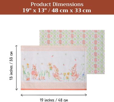 Бавовняні килимки, набір з 4 шт. , декоративні килимки, пасхальні килимки, що миються, для свят, вечерь, весни, літа (33 см x 48 см) (011 - Вечірка з зайчиком), 39Hermine, 100