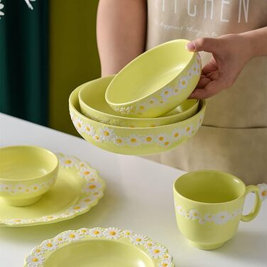 Керамічна миска для подачі з ромашками WAYUTO