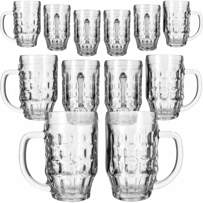 Набір із 12 класичних скляних пивних кухлів 500 мл MamboCat