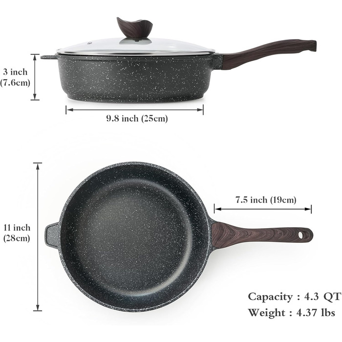 Сковорода с антипригарным покрытием и крышкой 28 см Kordisen