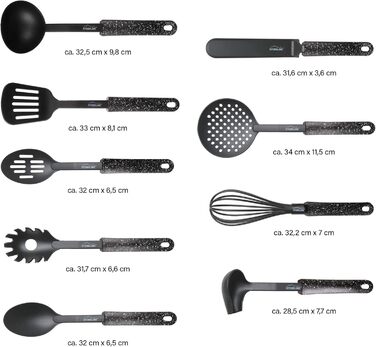 Набір кухонного начиння, 9 предметів, чорний STONELINE