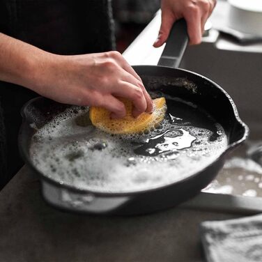 Чавунна м'ята, Ø24 см - Емальована - Чавунна сковорода - Підходить для всіх типів плит, включаючи індукційну (сковорода, 2-й сірий)