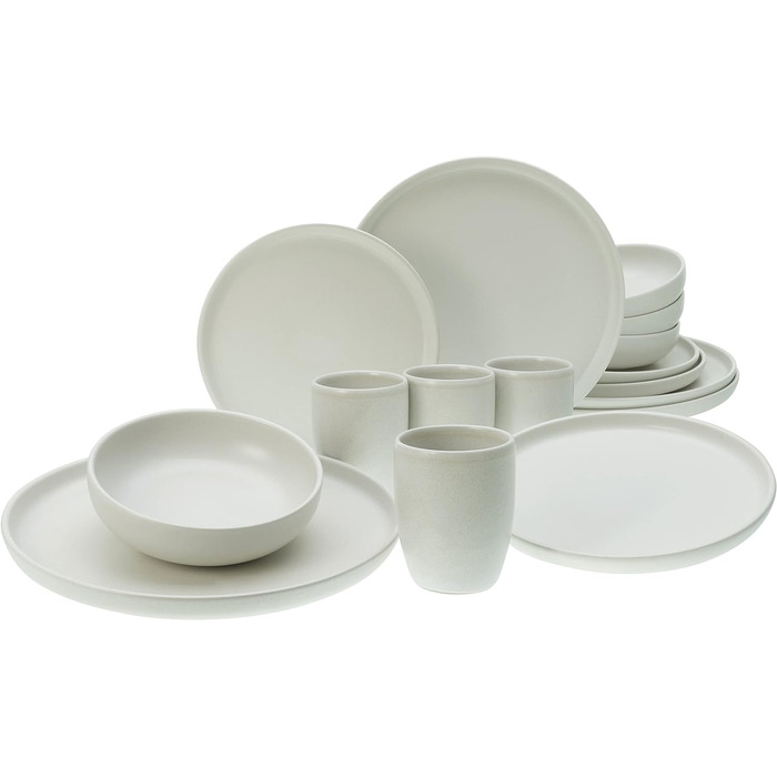 Набір посуду Uno серії 16 предметів, комбінований сервіз з керамограніту (Offwhite, комбінований сервіз 16 предметів), 22978