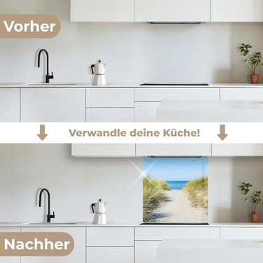 Кухонний фартух 60x80 см Самоклеючий настінний захисний екран для кухні Кухонний фартух Кухонні фасади Кухонні фартухи Кухонна стіна Вода - Пейзаж - (Пляж - Море, 80 x 80 см)