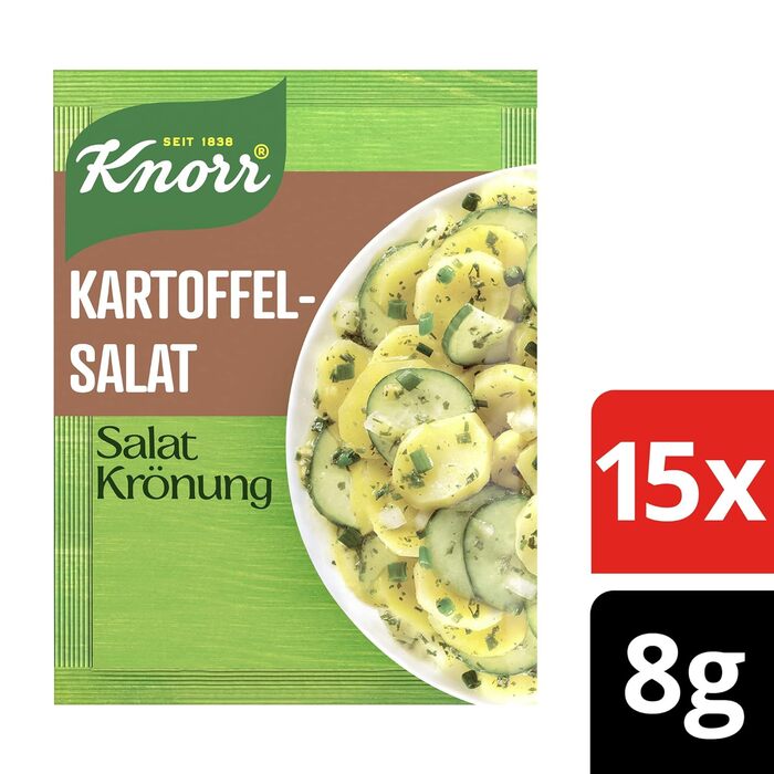 Заправка для салату Knorr з кроповими травами для смачної заправки для салату з натуральними інгредієнтами* 5 x 3 порції 15 шматочків кропової зелені (картопляний салат, 40 г (15 шт. у упаковці))