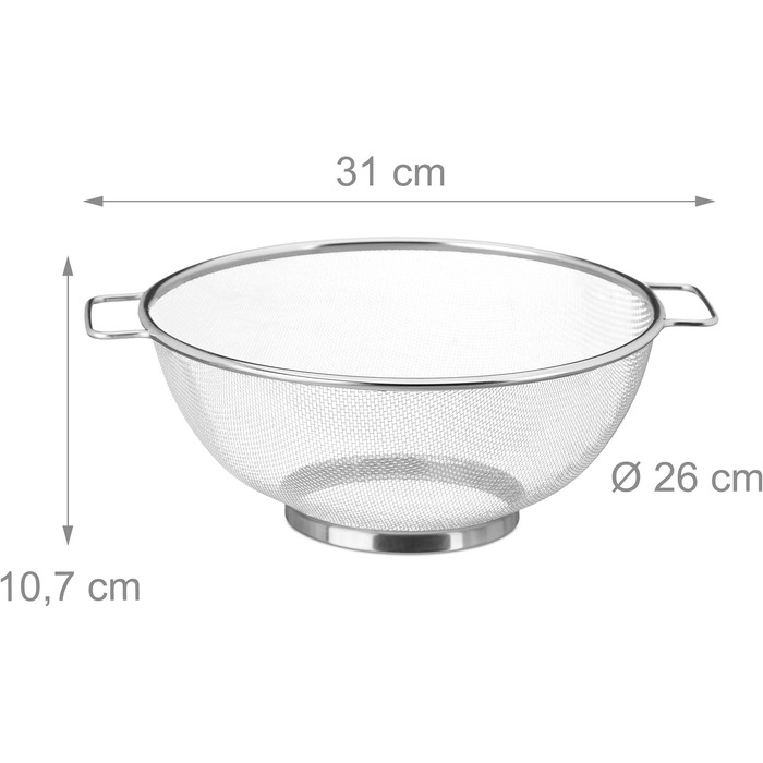 Друшляк з нержавіючої сталі з ручками та кільцевою основою Relaxdays