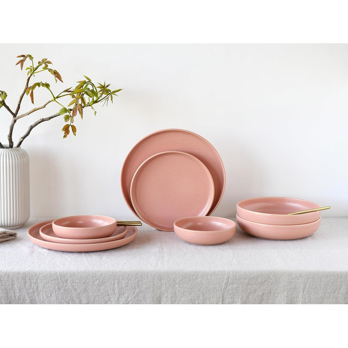 Серия Uno Набор посуды из 16 предметов, комбинированный набор из керамогранита (роза, столовый сервиз 8 предметов), 22978