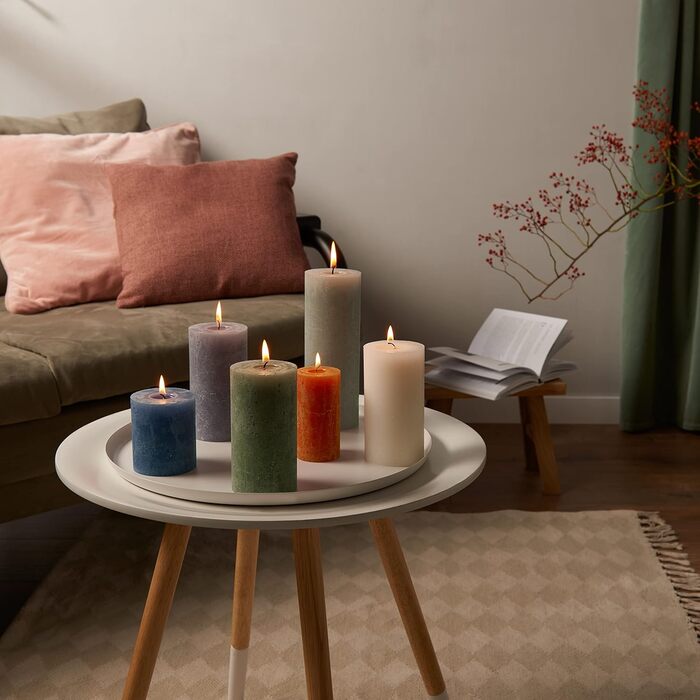 Свічка Bolsius Rustic Pillar XXL - 3 шт. и - 10 x 10 см - Декоративні побутові свічки - Час горіння 62 години - Без запаху - Містить натуральний рослинний віск - Без пальмової олії (темно-синя)
