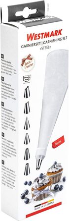 Кондитерський мішок 30 см та 6 сталевих насадок, кремово-білий Westmark