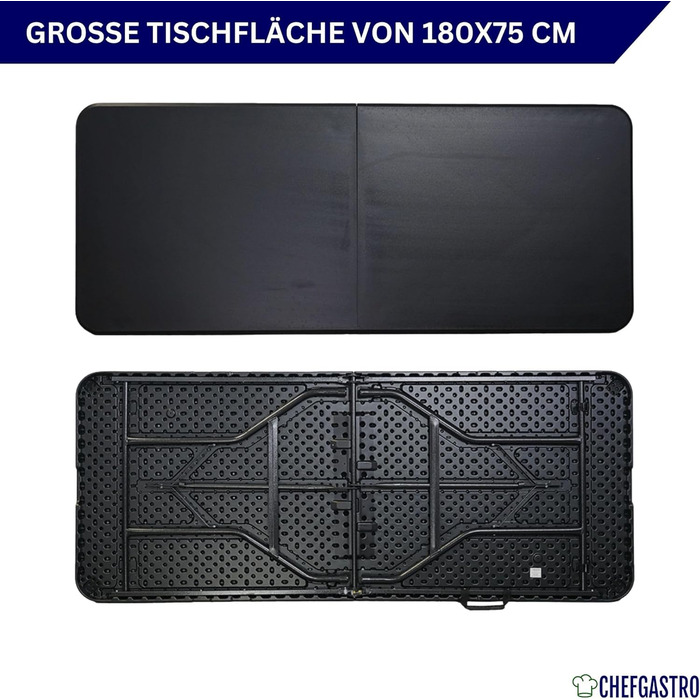 Складаний фуршетний стіл 180x74 см чорний CHEFGASTRO