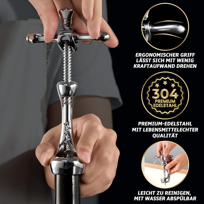 Відкривач для вина з нержавіючої сталі 16,5 х 9,2 см Gourmet Easy