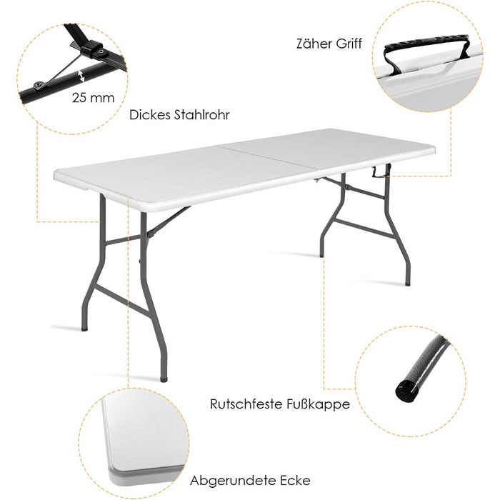 Складной кемпинговый стол 182 х 75 х 74,5 см RELAX4LIFE