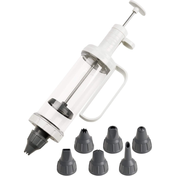 Одноручний шприц для декорування з 6 насадками, білий Dr. Oetker