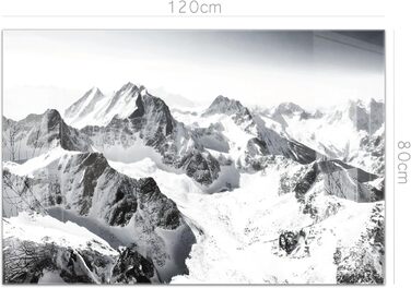 Кухонний фартух timalo зі скляним виглядом Акрилове скло 2 мм Бризкозахисна стіна для плити, скляний фартух, акрилові скляні стінові панелі, захисна панель для фартуха Бетонно-блакитно-сірий (120x80 см, 236- Гори Чорно-білий)