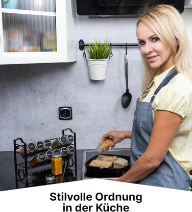 Підставка для спецій дворівнева з 12 баночками, чорна Deco haus