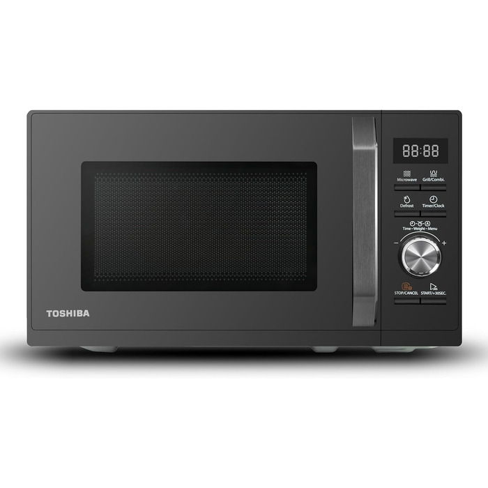 Мікрохвильова піч Toshiba MW3-AG20PE(BK) з грилем 20 л, 3-в-1, розморожування шеф-кухаря, мікрохвильова піч, гриль, комбінована піч, 5 рівнів потужності, 8 автоматичних програм, легке очищення, чорний колір, гриль 20 л, чорний