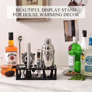 Набір для коктейлів з бамбуковою підставкою 17 предметів для бармена Eocolz