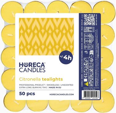 Чайні свічки з цитронелою, час горіння 4 години 50 шт. HORECA CANDLES
