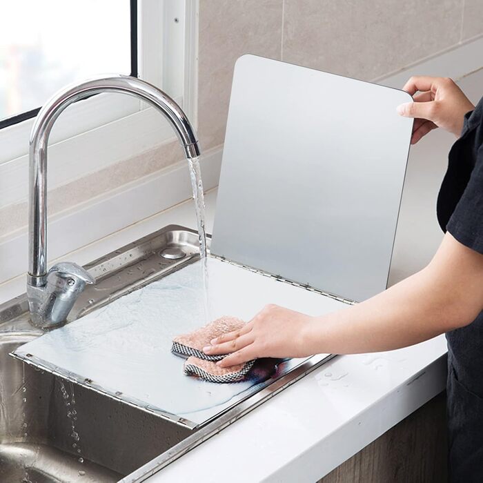 Портативний захист від бризок для приготування їжі, антипригарний, захист від бризок олії, захист від бризок для смаження, плита, захист від бризок, кухня, (срібний, L)