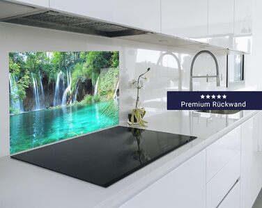 Кухонний фартух timalo зі скляним виглядом Північне море, очерет, захід сонця, океан, солома 2 мм акрилове скло Бризокості для плити, кухонний скляний фартух, акрилові скляні стінові панелі, захисна панель для фартуха (80 x 50 см, 312- Водоспади)