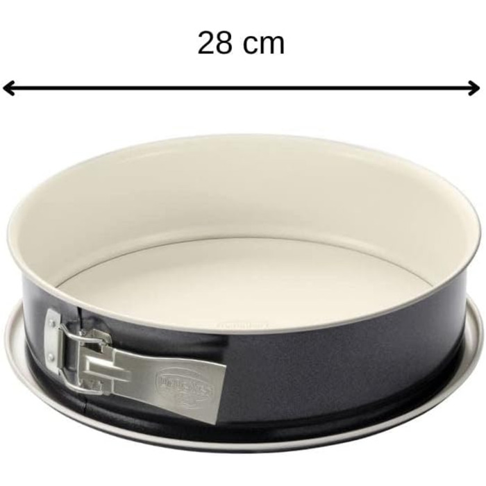 Форма Ø 28 см BACK-TREND, форма для выпечки с плоским дном, круглая стальная форма для выпечки с армированным керамикой антипригарным покрытием (цвет крем/антрацит), количество Single