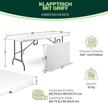 Складаний кемпінговий стіл 180x74x74 см Blumixx