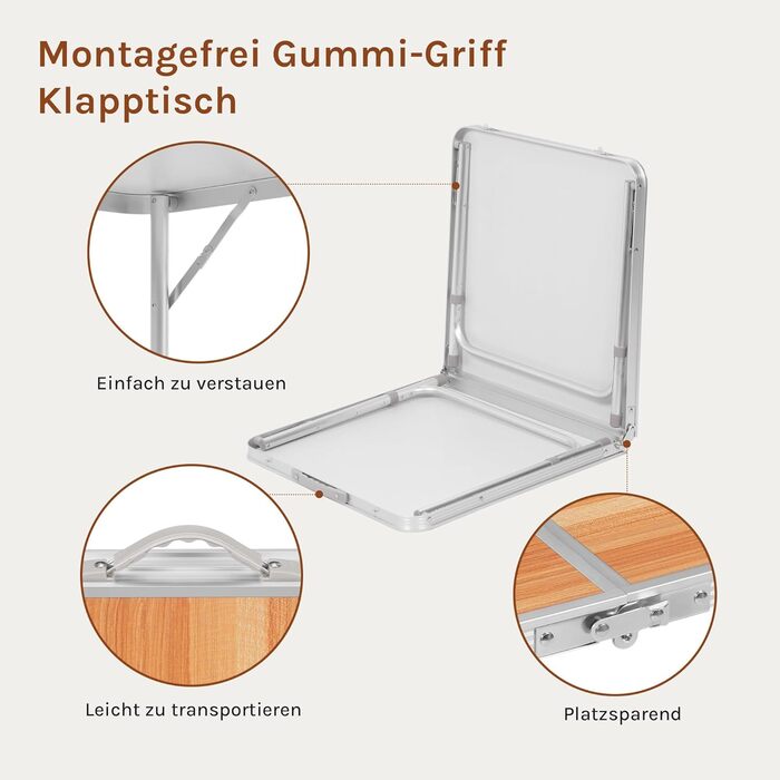 Кемпинговый стол 120x60 см светлый дуб WOLTU