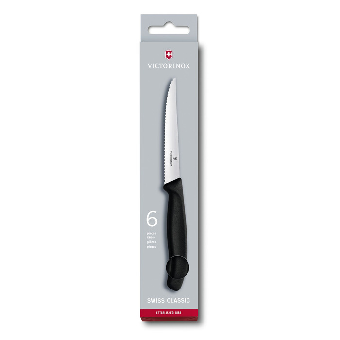 Набір кухонний Victorinox SwissClassic Steak Gift Set 6 ножів лезо 11см хвил. з чорн. ручкою