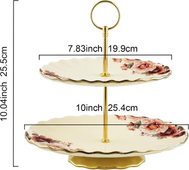 Порцелянова миска fanquare з хвилястими краями та квітковим принтом, вінтажна салатниця, керамічна фруктовниця на ніжці для вечірок (підставка для капкейків золотого кольору)