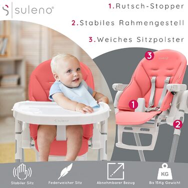 Детский стульчик для кормления розовый Suleno
