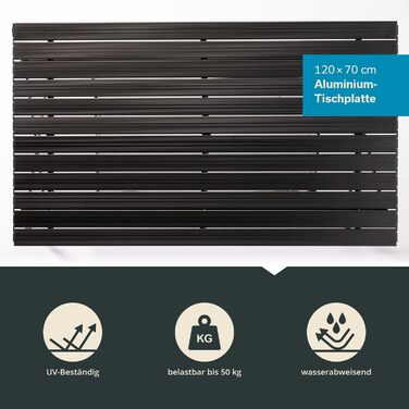 Складной кемпинговый стол 120 x 70 см черный Skandika