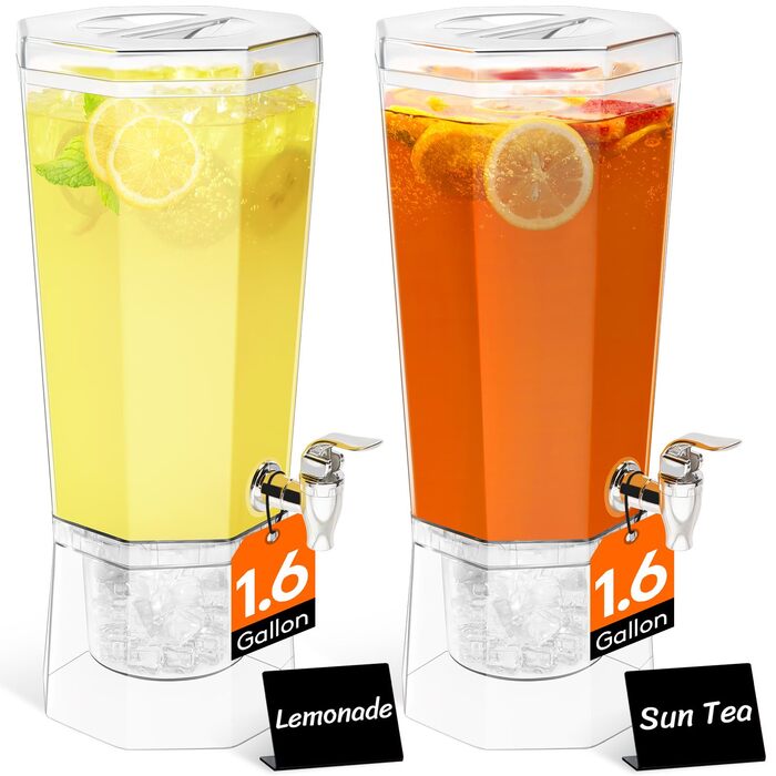Диспенсер для напоїв з краном та підставкою, пластиковий диспенсер для води, лимонаду, соку та інших напоїв (2,6 л). Знімний стенд для зручного використання на вечірках.