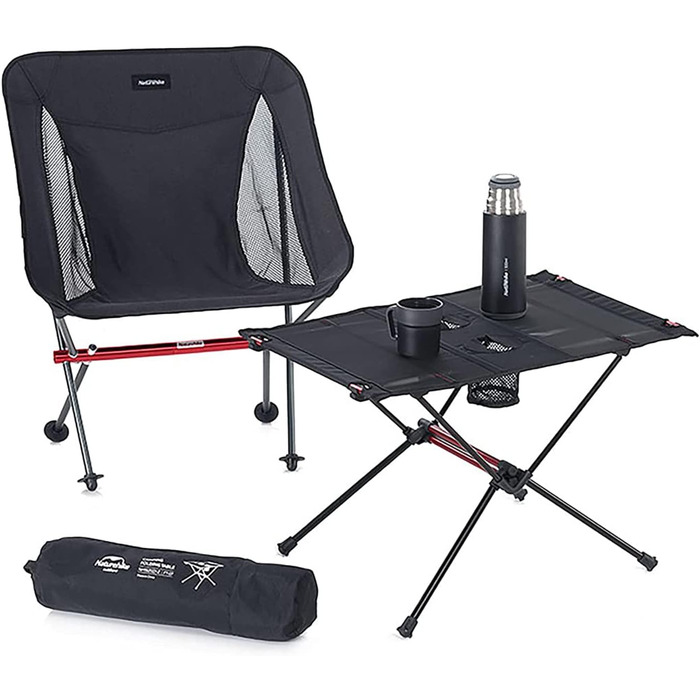 Ультралегкий складной стол для кемпинга черный Naturehike