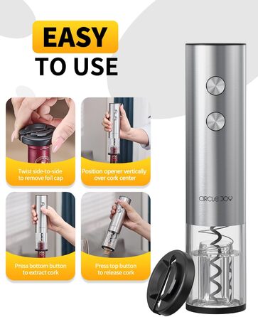 Електричний акумуляторний відкривач для вина з ножем для фольги 5-в-1 CIRCLE JOY