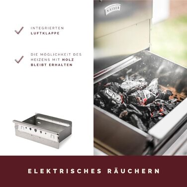 Высококачественная коптильня на дровах из нержавеющей стали 86 см KAISER