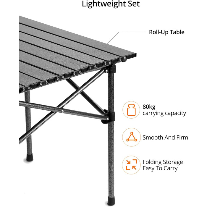Складной стол для кемпинга 95 х 55 х 50 см черный QWORK