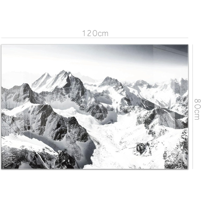 Кухонний фартух timalo зі скляним виглядом Акрилове скло 2 мм Бризкозахисна стіна для плити, скляний фартух, акрилові скляні стінові панелі, захисна панель для фартуха Бетонно-блакитно-сірий (120x80 см, 236- Гори Чорно-білий)