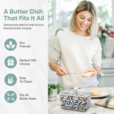 Маслянка з кришкою, китайська кераміка, з гарними акварельними мотивами, дизайн якої розроблено галереєю Дженніфер Роуз для Busy Bees (гілка верби).