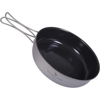 Титанова сковорода з антипригарним покриттям 18 см Легка сковорода Сковорода для походів Кемпінг Маленька тарілка Посуд на відкритому повітрі з керамічним покриттям і складною ручкою для смаженого яєчного стейка Ti2067C (Ti2062C-B)