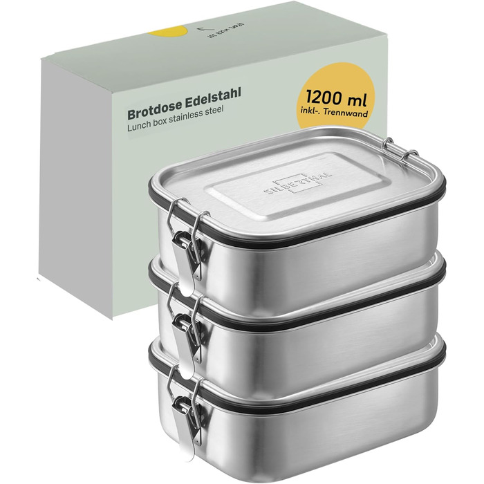 Набір з 3 ланч-боксів 1200 мл, нержавіюча сталь Silberthal