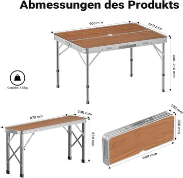 Раскладной кемпинговый стол с 2 лавками 90x66x70 см Wiltec