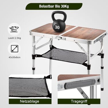 Складной алюминиевый стол для кемпинга коричневый ARATERVIO