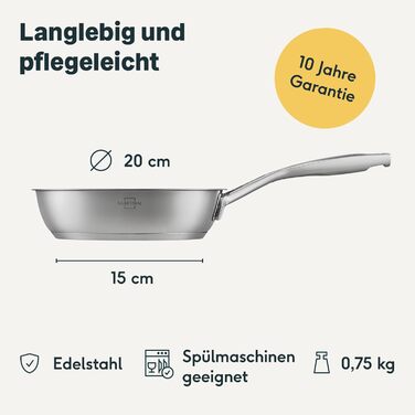 Сковорода 20 см, нержавіюча сталь без покриття Silberthal