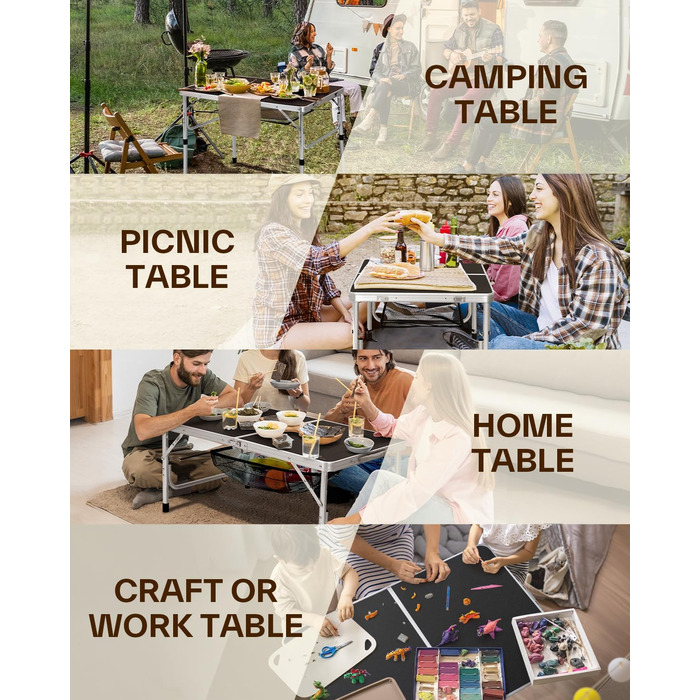 Складаний кемпінговий стіл з регульованою висотою 90 x 60 см Sportneer