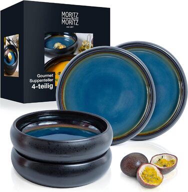 Супова тарілка Moritz & Moritz SOLID 4 шт. з кераміки 19 см керамічна миска для супу, локшини, салату або мюслі 4 великі миски