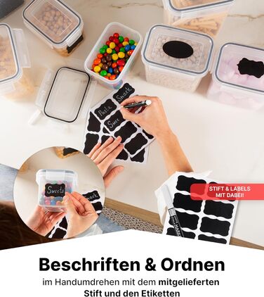 Набор из 16 контейнеров для хранения, прозрачный/черный Deco haus