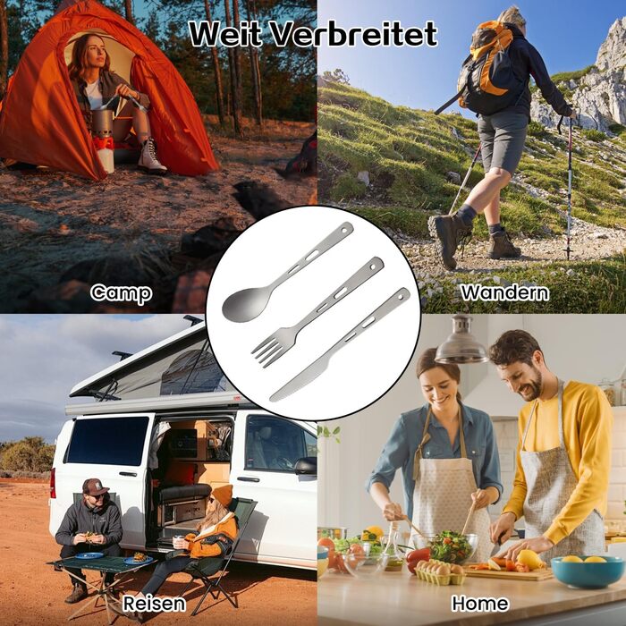 Набор туристических столовых приборов из титана 3 предмета XYFuuee