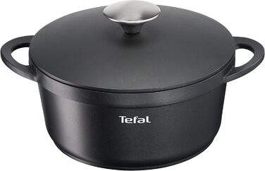 Форма для запікання TEFAL TRATTORIA 24 см, Alugus сковорода для запікання, антипригарне покриття, добре зберігає тепло, тушковані страви, каструля для запікання, підходить для всіх поширених варильних поверхонь, індукційна, чорна, E21846 (одинарна, форма